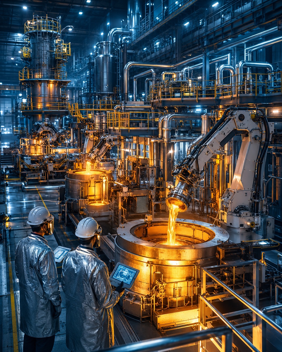 Viyanmani precious metal refinery — molten metal being cast