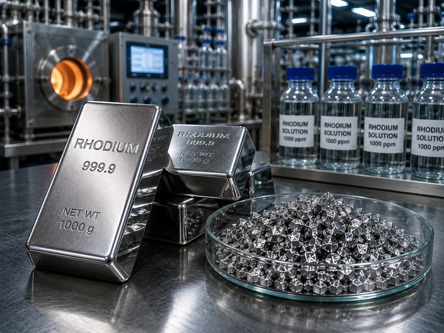 Rhodium metal — refined Rh