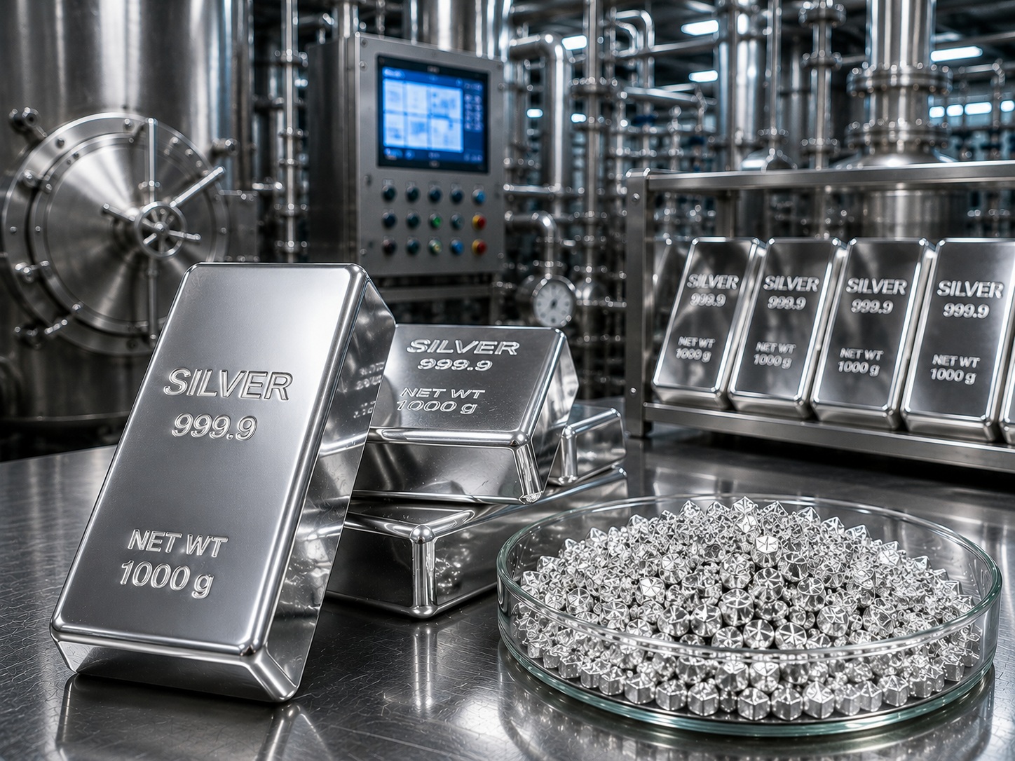 Silver metal — refined Ag